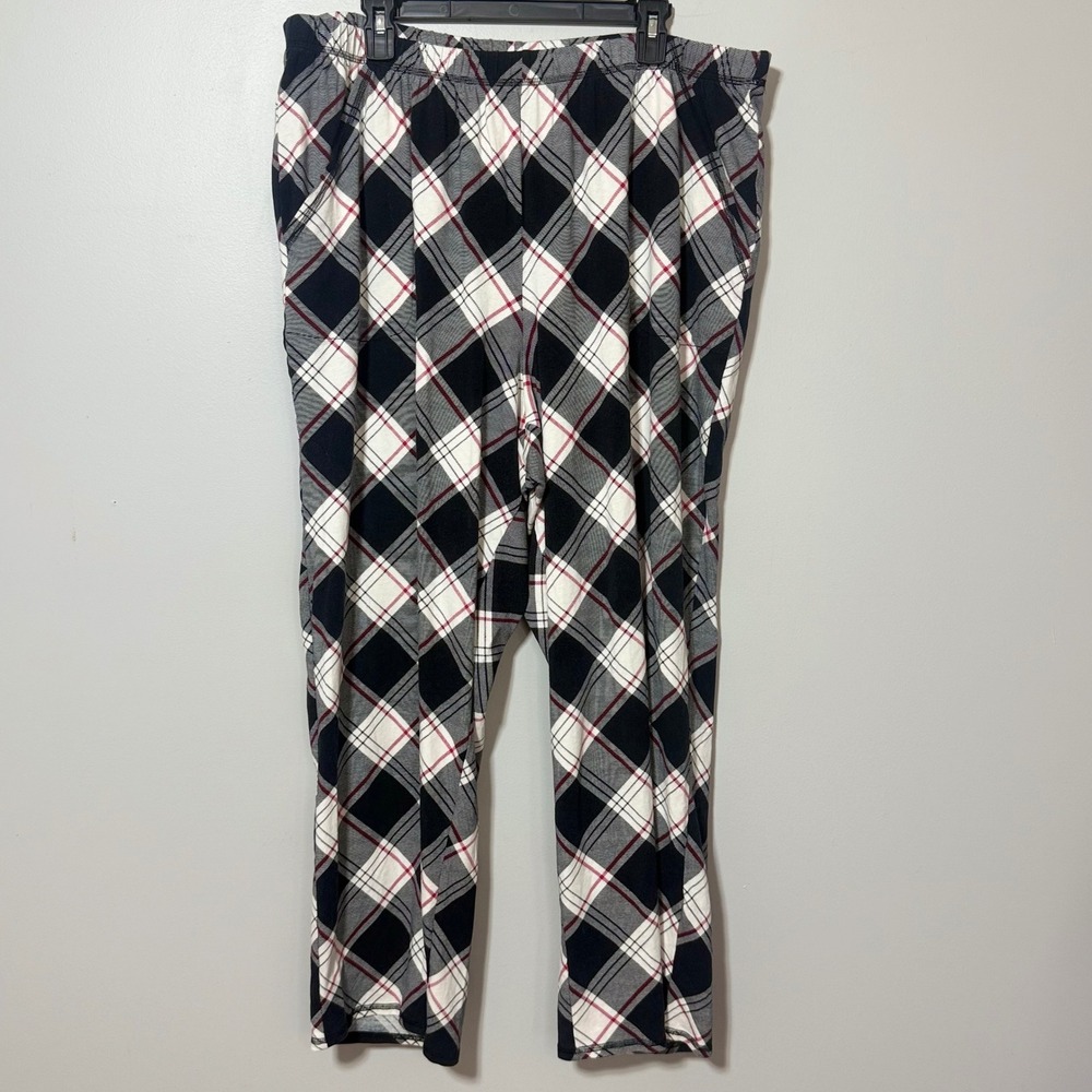 Cacique Pajama Pants Women 18/20 Black Plaid Cotton Blend Pockets Loungewear